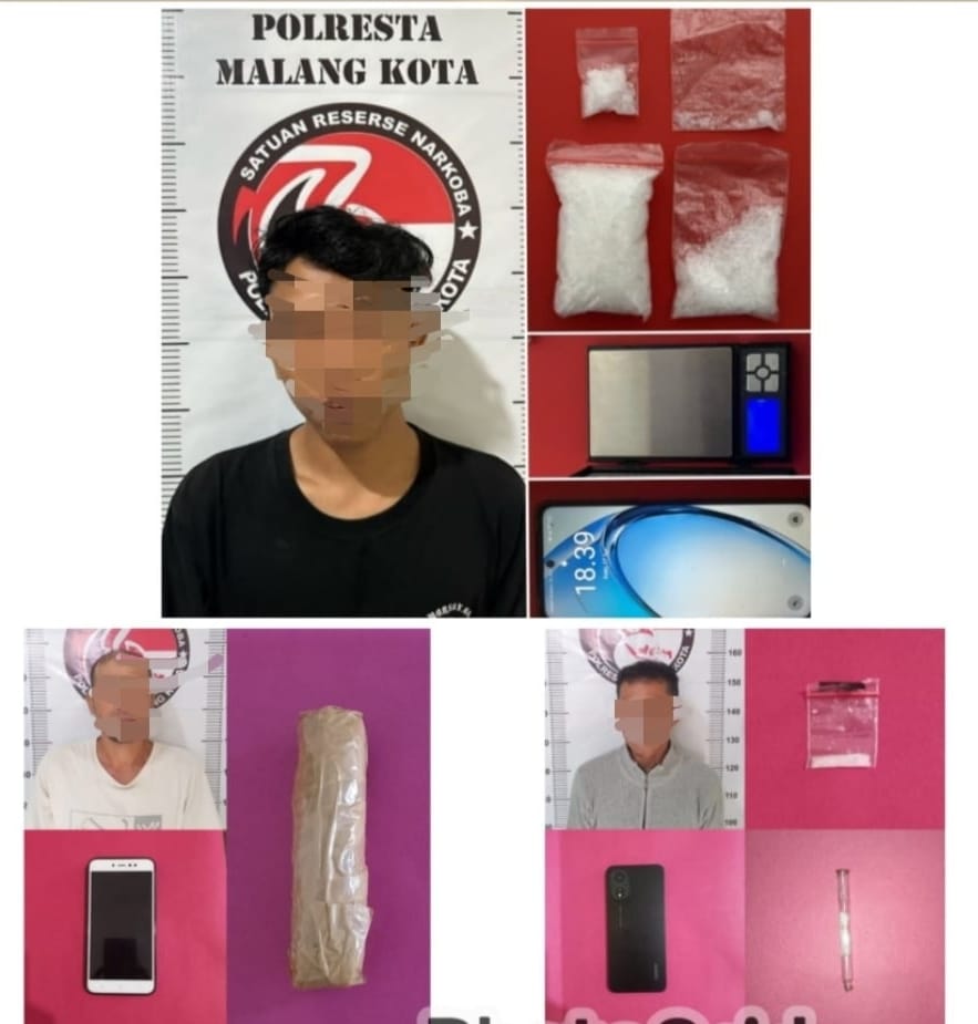 Satreskoba Polresta Malang Kota Ringkus 3 Pemain Narkoba