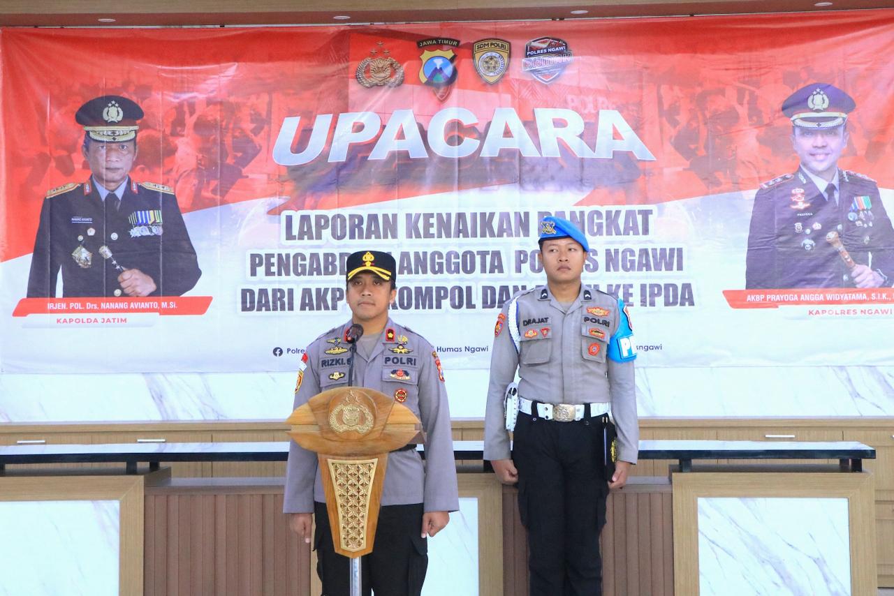 Polres Ngawi Gelar Upacara Kenaikan Pangkat Pengabdian 