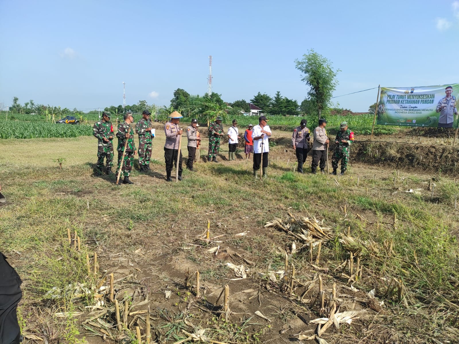 Dukung Ketahanan Pangan, Kapolsek Bubulan Berikan Tanam Jagung Bareng Forkopimcam