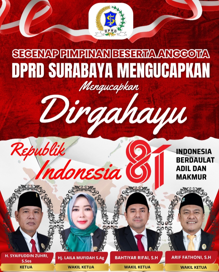 DPRD Surabaya Mengucapkan Dirgahayu Republik Indonesia 