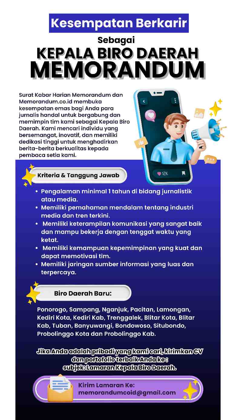 Kesempatan Berkarir Sebagai Kepala Biro Daerah Memorandum