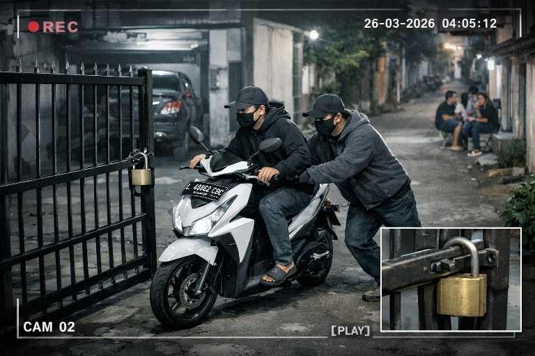 Motor Penghuni Kos Gembong Sekolahan Surabaya Digondol Maling Tanpa Merusak Gembok