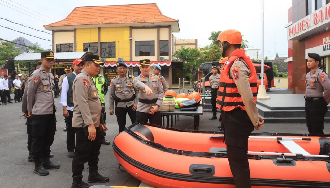 Polres Bojonegoro Bersama BPBD Apel Kesiapsiagaan Bencana Antisipasi Gempa Rusia