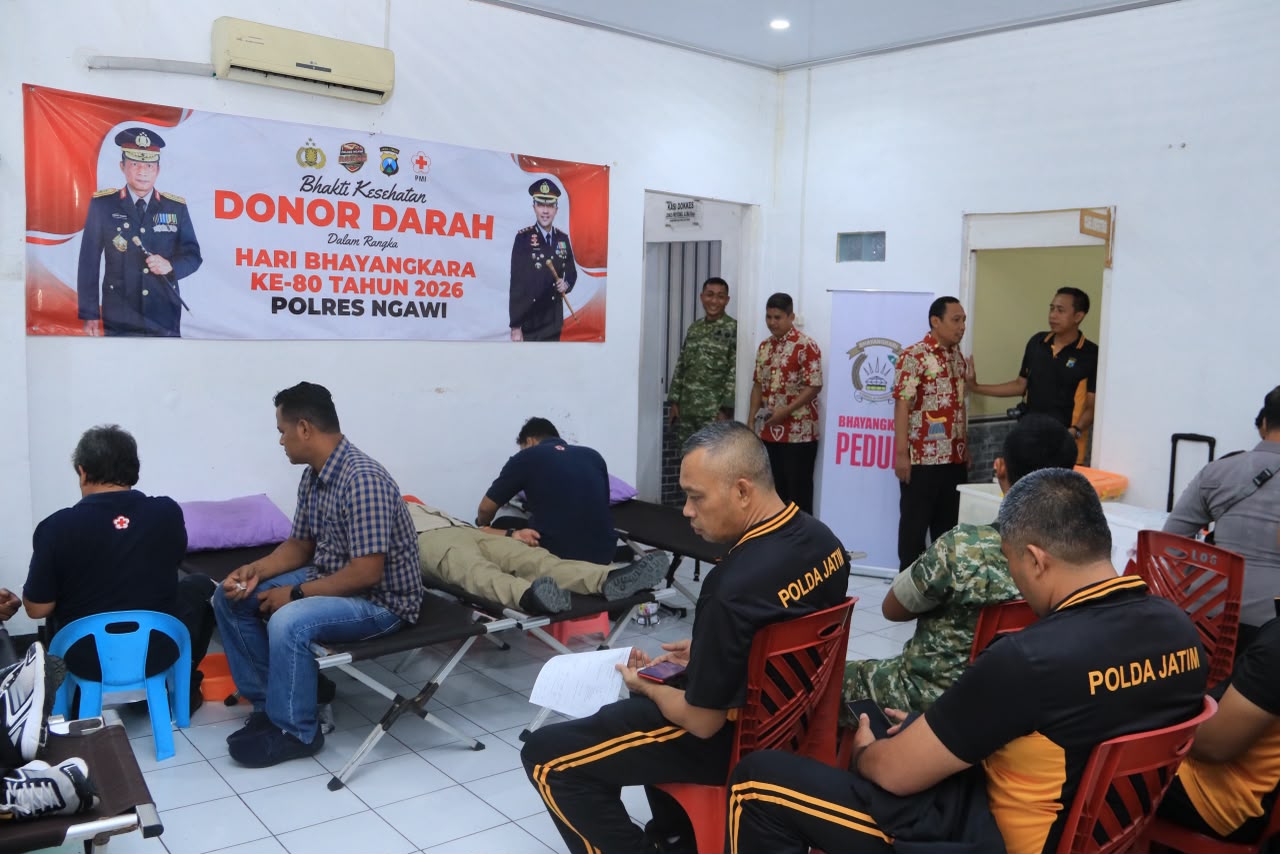 Bakti Kesehatan, Polres Ngawi Gelar Donor Darah Hari Bhayangkara ke 80 