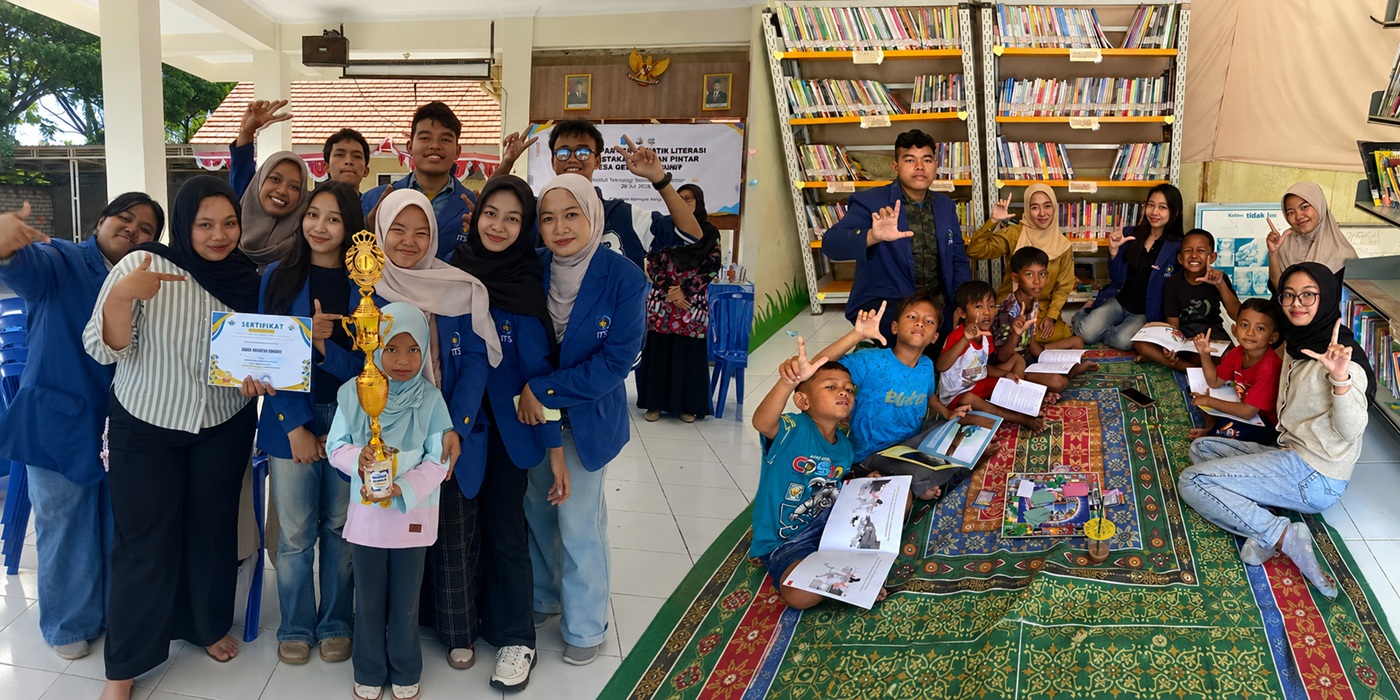 Mahasiswa KKN ITS Optimalkan Literasi Perpustakaan Taman Pintar di Desa Gempol Kurung Gresik