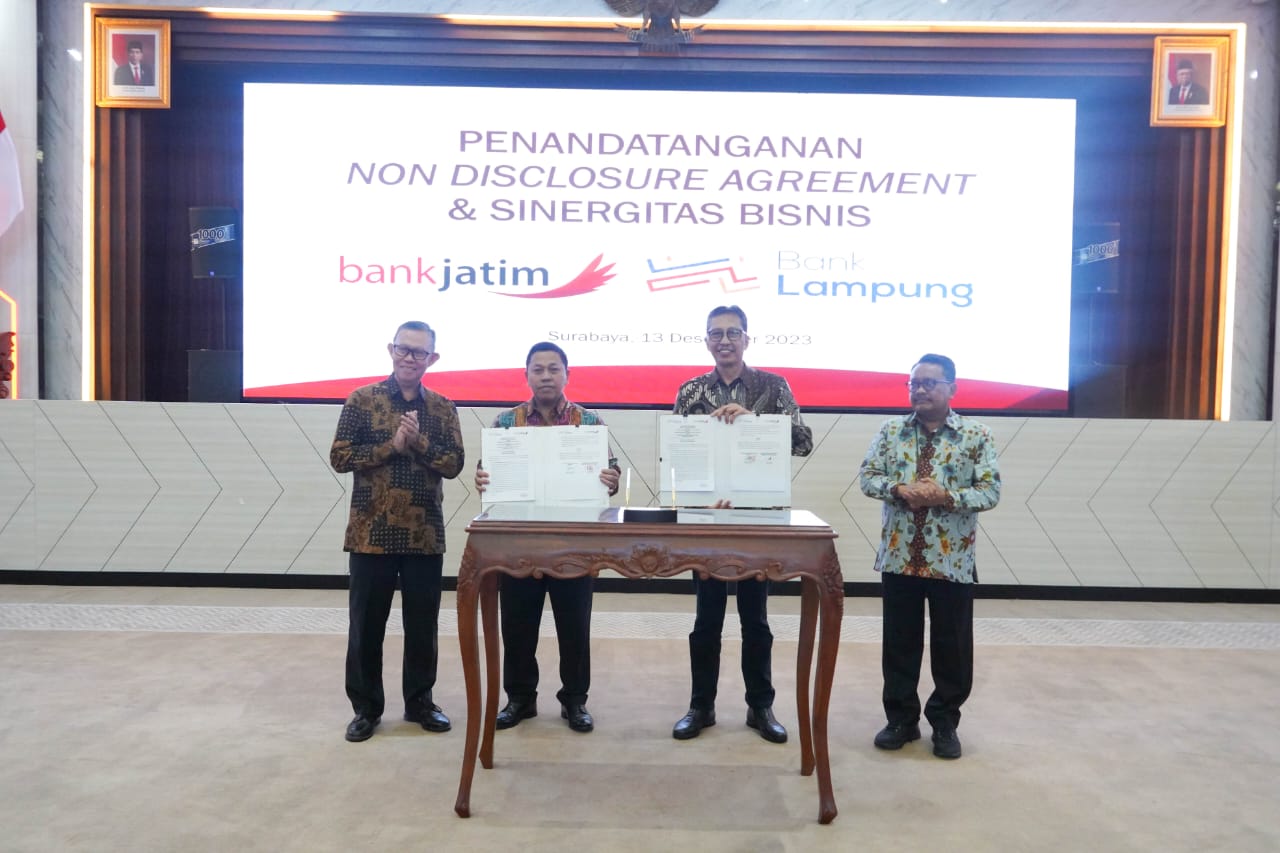 Perkuat KUB, Bank Jatim Teken NDA dan PKS Sinergitas Bisnis dengan Bank Lampung