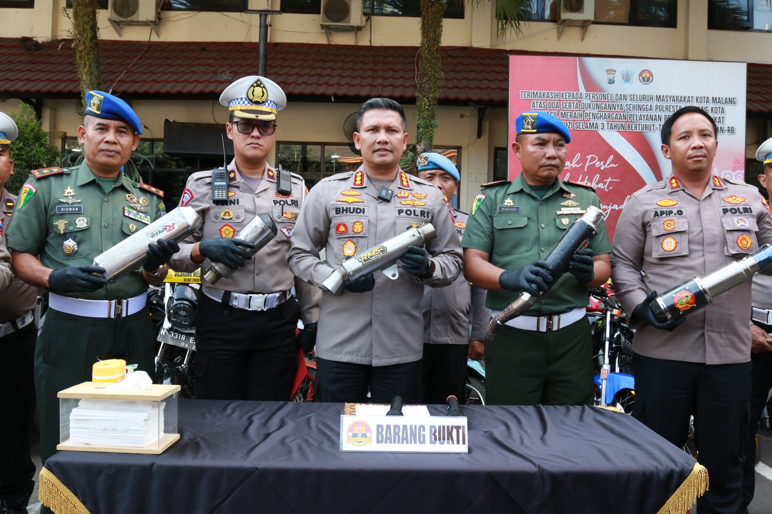 Ratusan Kendaraan Knalpot Brong Digiring ke Mapolresta Malang Kota