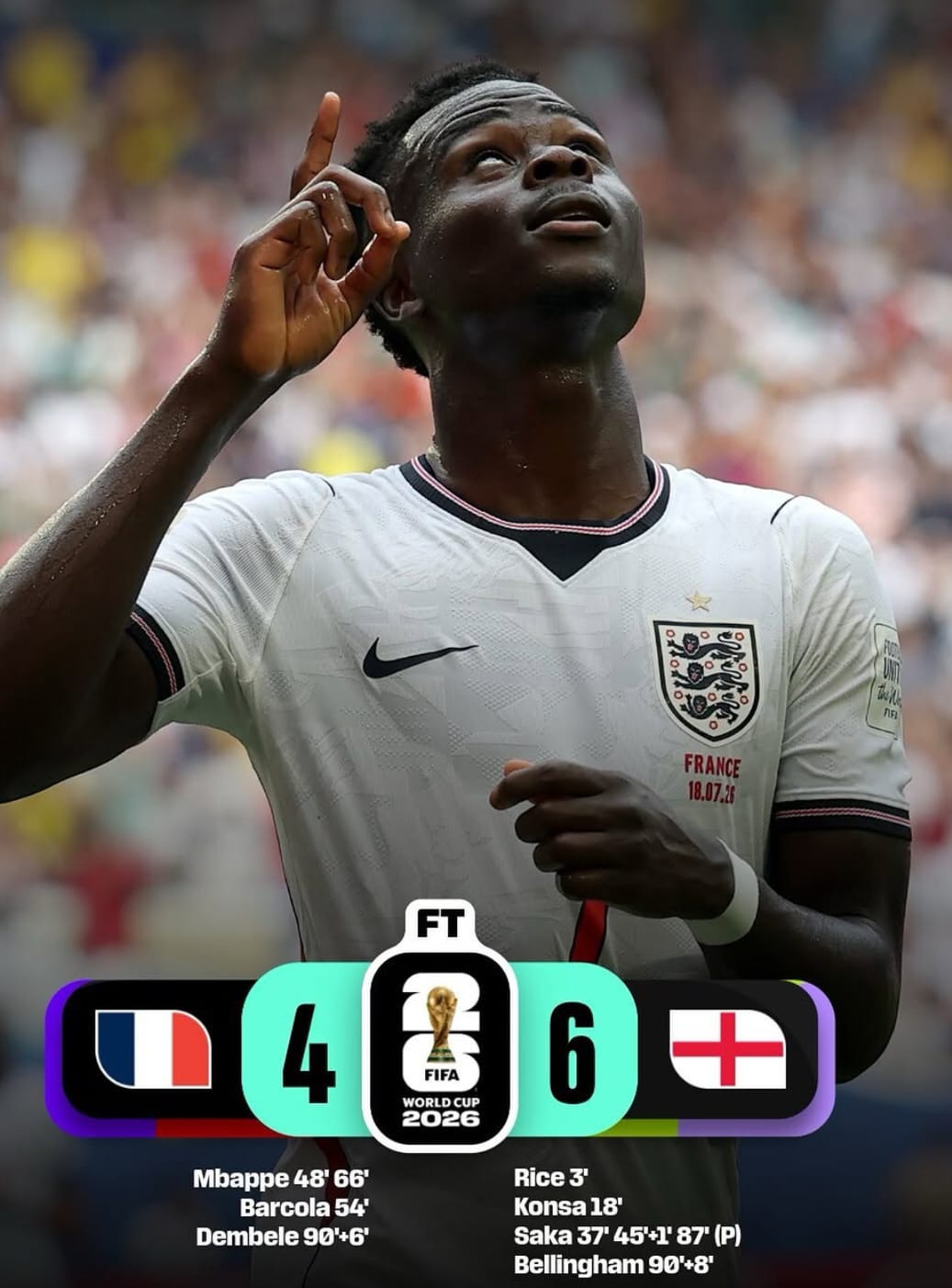 Bungkam Prancis 6-4, Inggris Segel Peringkat Ketiga Piala Dunia 2026