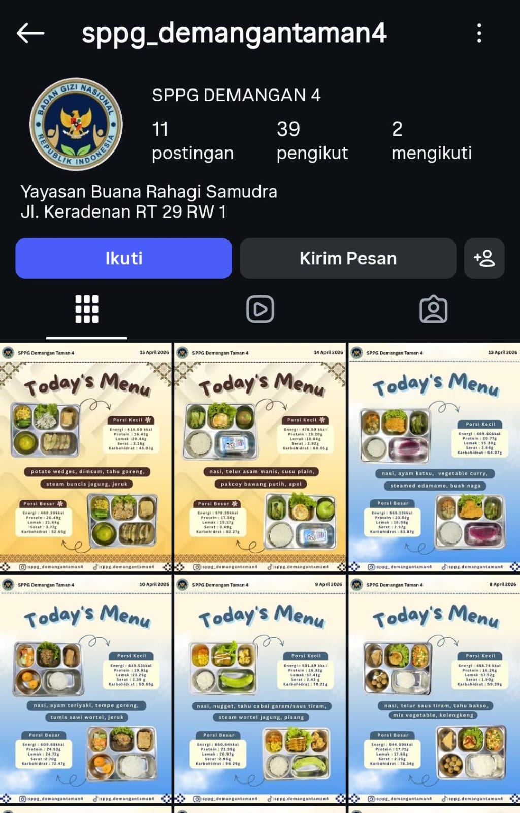 Usai Dugaan Keracunan Siswa, Postingan Menu MBG SPPG Demangan 4 Madiun Hilang dari Instagram