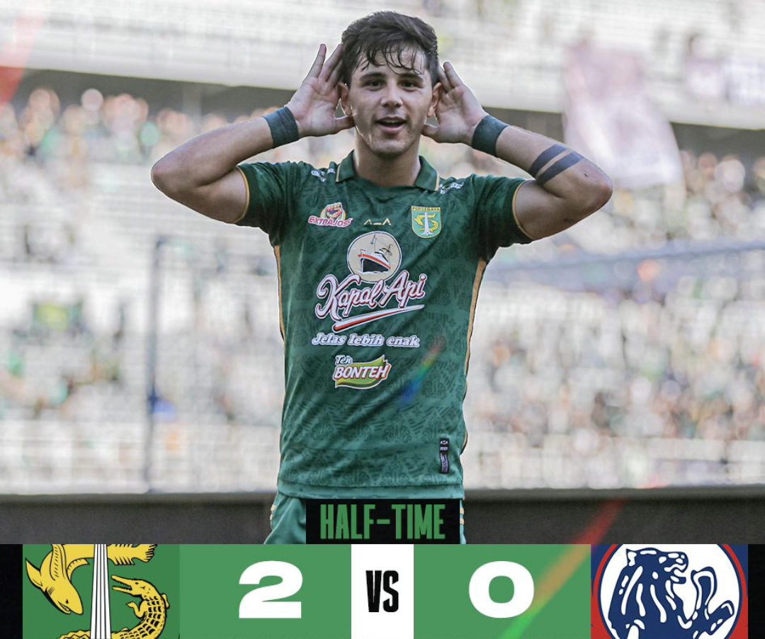 Persebaya Unggul 2:0 atas Arema FC di Babak Pertama