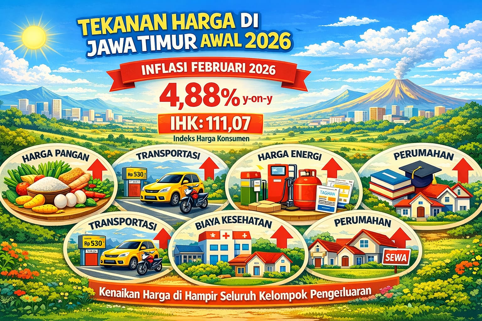 Awal 2026 Berat: Inflasi Jatim Tembus 4,88 Persen, Kunjungan Wisman Turun