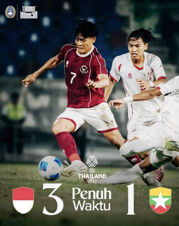 Menang 3-1 atas Myanmar, Timnas Indonesia U-23 Tetap Tersingkir dari Sea Games 2025