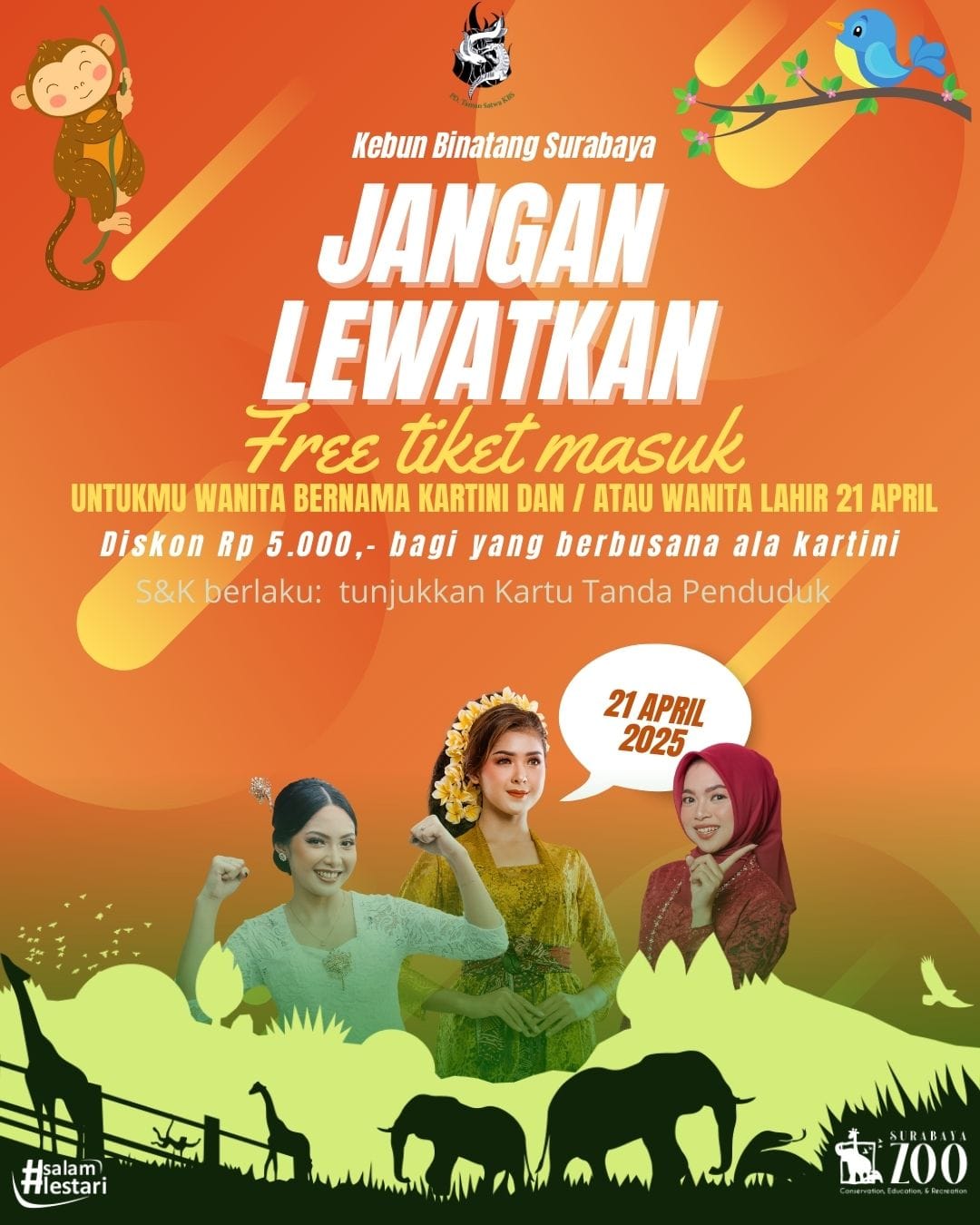 Kebun Binatang Surabaya Rayakan Hari Kartini dengan Promo Spesial untuk Pengunjung