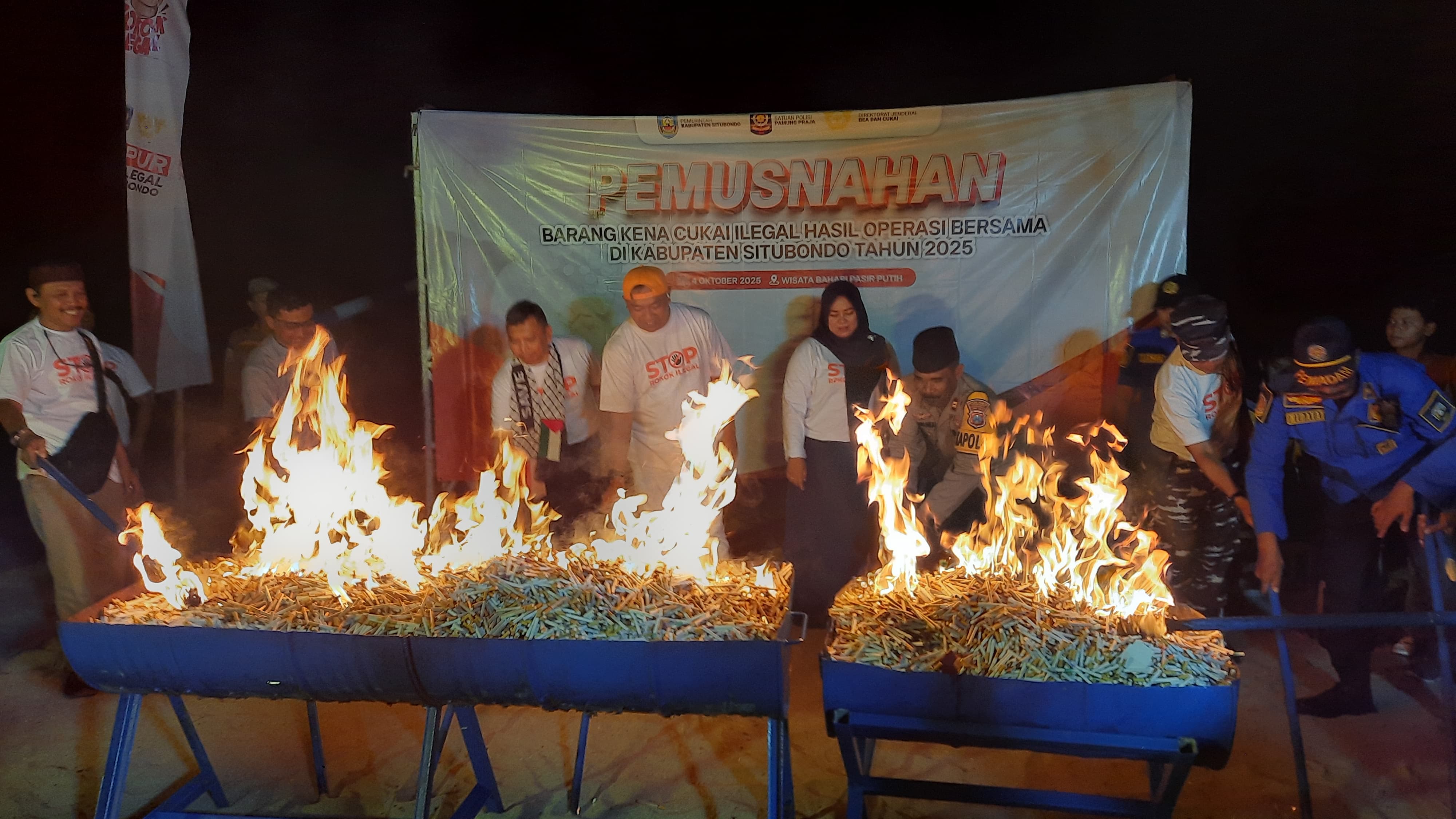 Pemkab Situbondo Bersama Bea Cukai Musnahkan 139.600 Batang Rokok Ilegal
