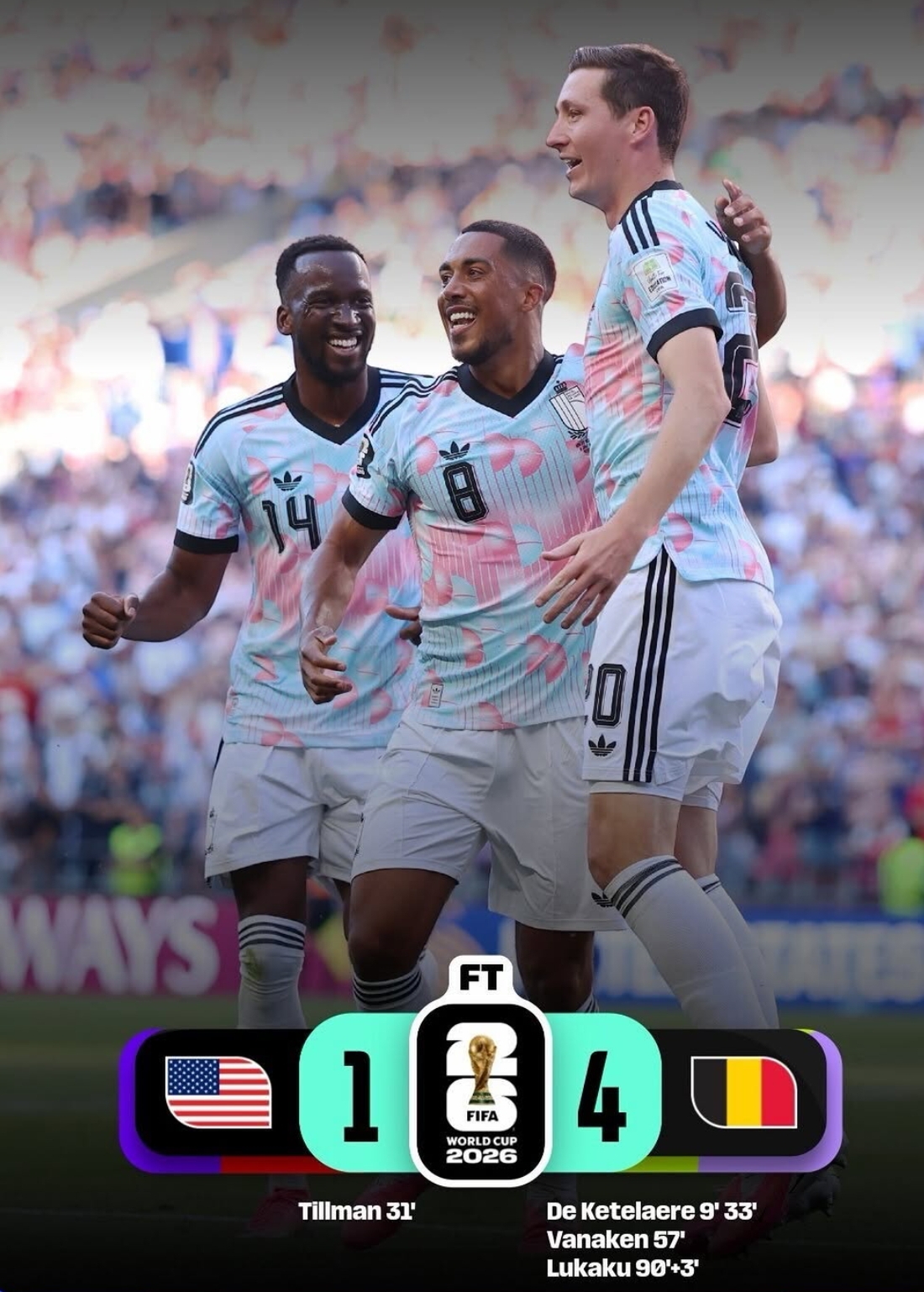 Kalahkan Amerika Serikat, Belgia Amankan Tiket Perempat Final