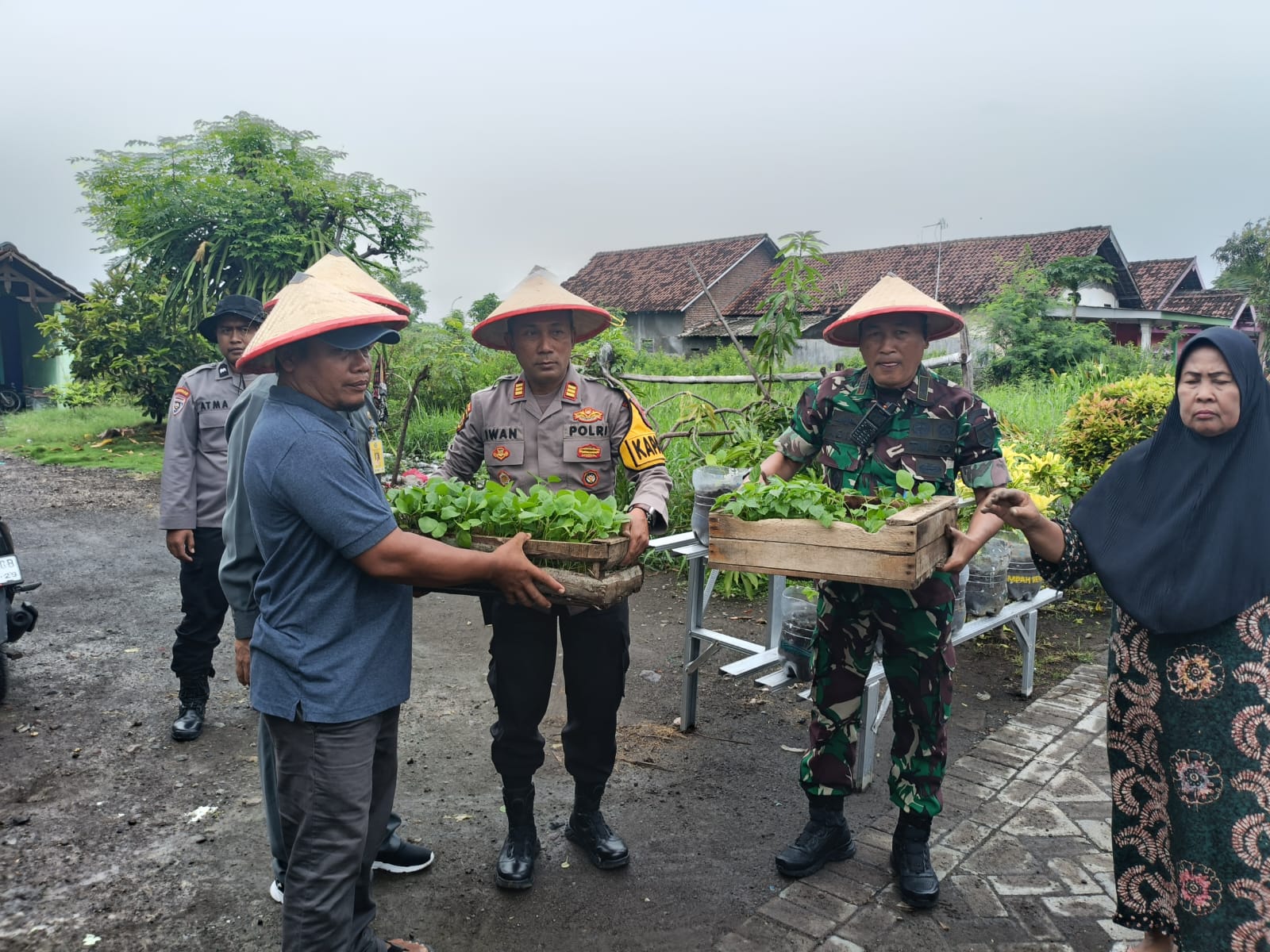 Polisi Serahkan Bibit Tanaman dan Gelar Penyuluhan Ketahanan Pangan di Jabon