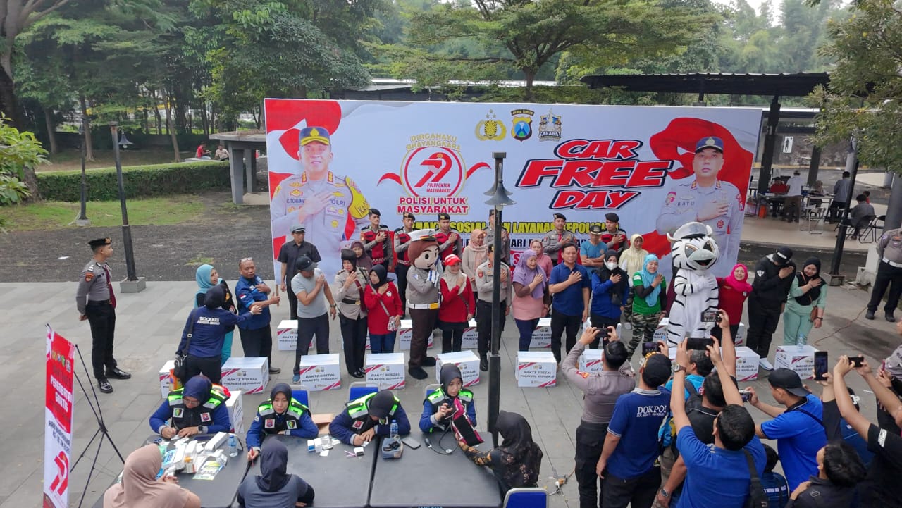 79 Tahun Polri, Polresta Sidoarjo Hadirkan Pelayanan Publik di Car Free Day
