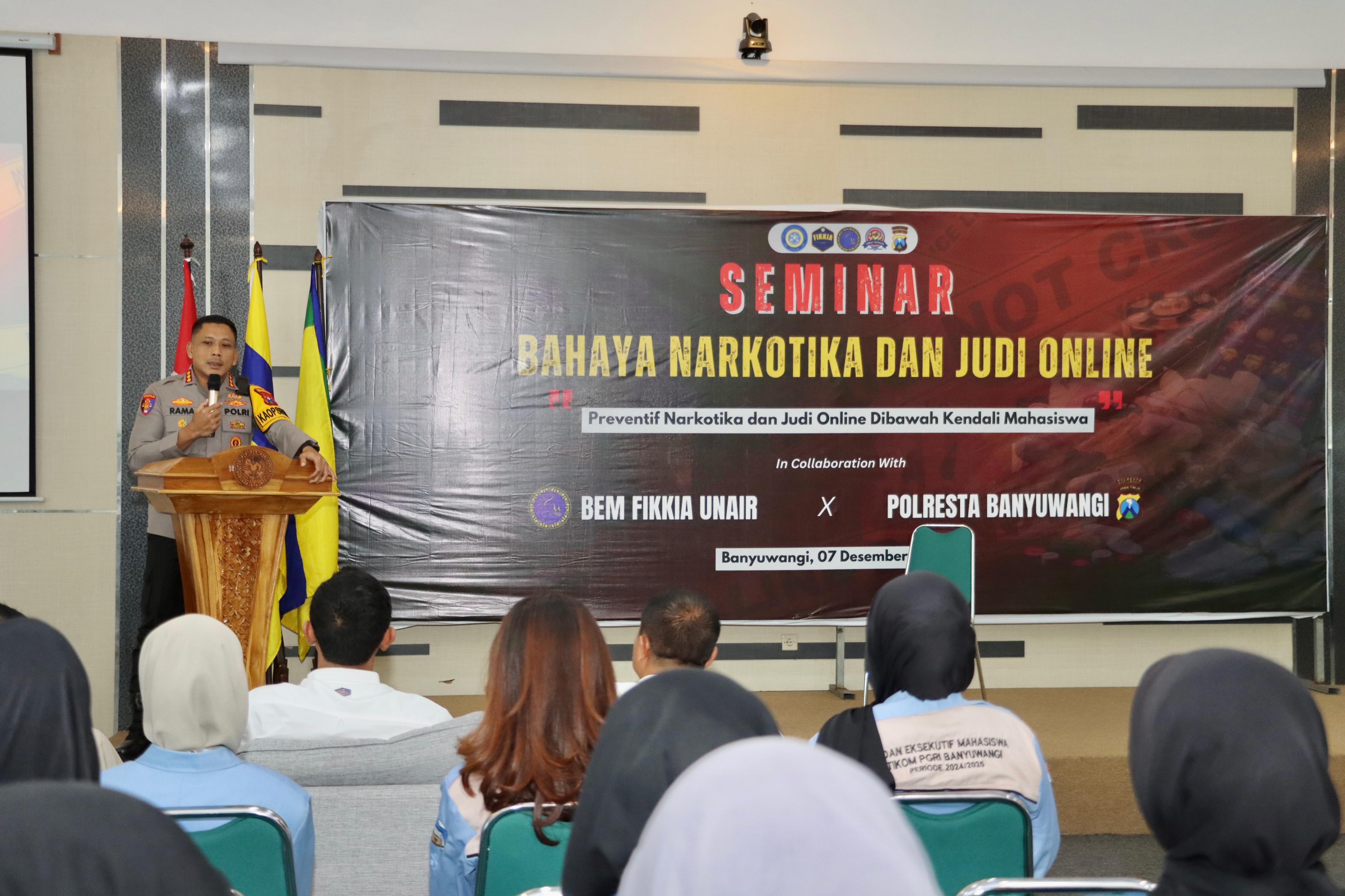 Kapolresta Banyuwangi Hadiri Seminar Bahaya Narkotika dan Judi Online di Kampus Airlangga