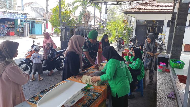 Wujud Sinergitas Babinsa Dampingi Bidan dan Kader Posyandu Gerbang Mas Semangka Lumajang