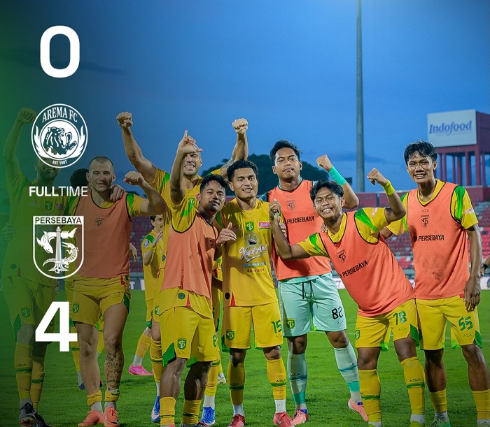 Persebaya Tampil Luar Biasa, Permalukan Arema 4 Gol Tanpa Balas