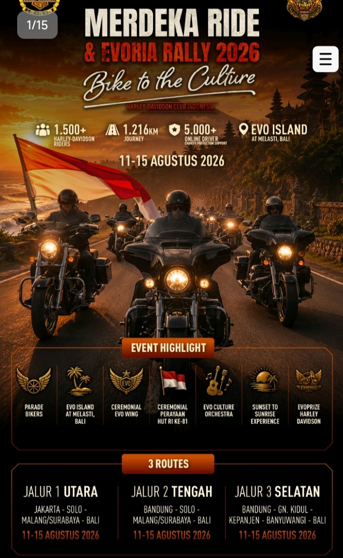 Merdeka Ride 2026 Menuju Bali, HDCI Padukan Touring, Budaya, dan Aksi Sosial 