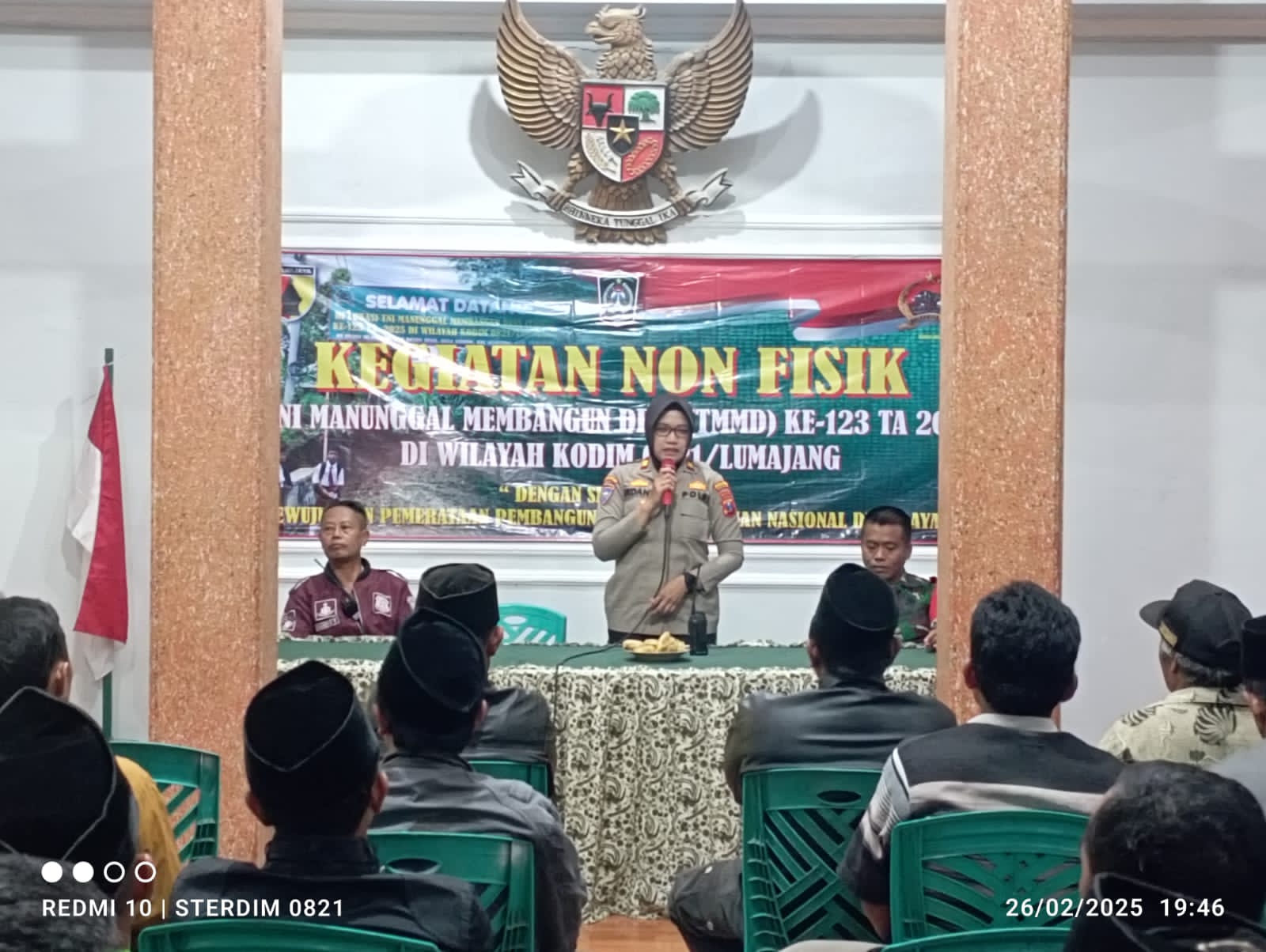 Gandeng Kasat Binmas Polres Lumajang, Satgas TMMD Ke-123 Gelar Penyuluhan Kamtibmas di Desa Burno