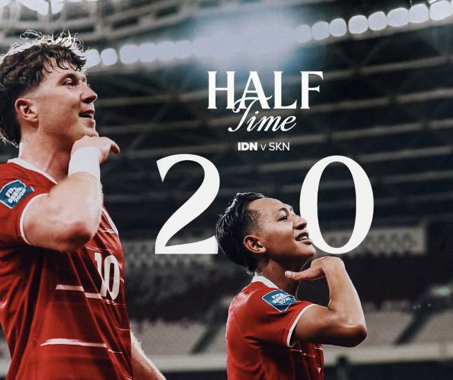 Dua Gol Beckham Putra Bawa Timnas Indonesia Unggul 2-0 atas Saint Kitts dan Nevis