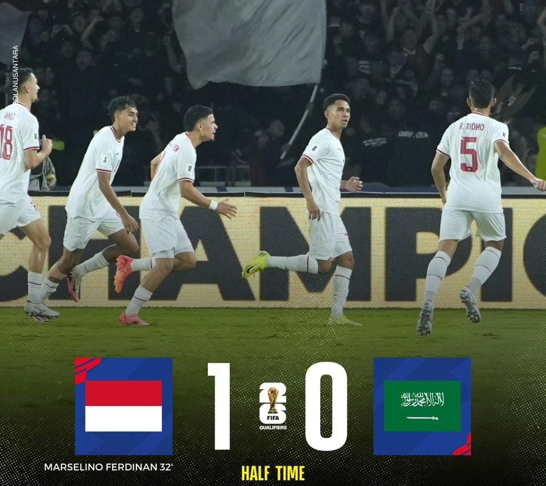 Marselino Ferdinan Bawa Indonesia Unggul 1-0 Atas Arab Saudi