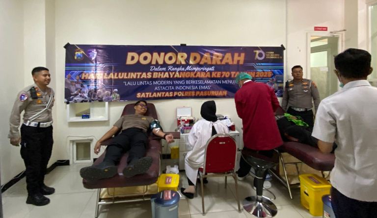 Satlantas Polres Pasuruan Rangkul Ojol Peduli Sesama untuk Aksi Donor Darah