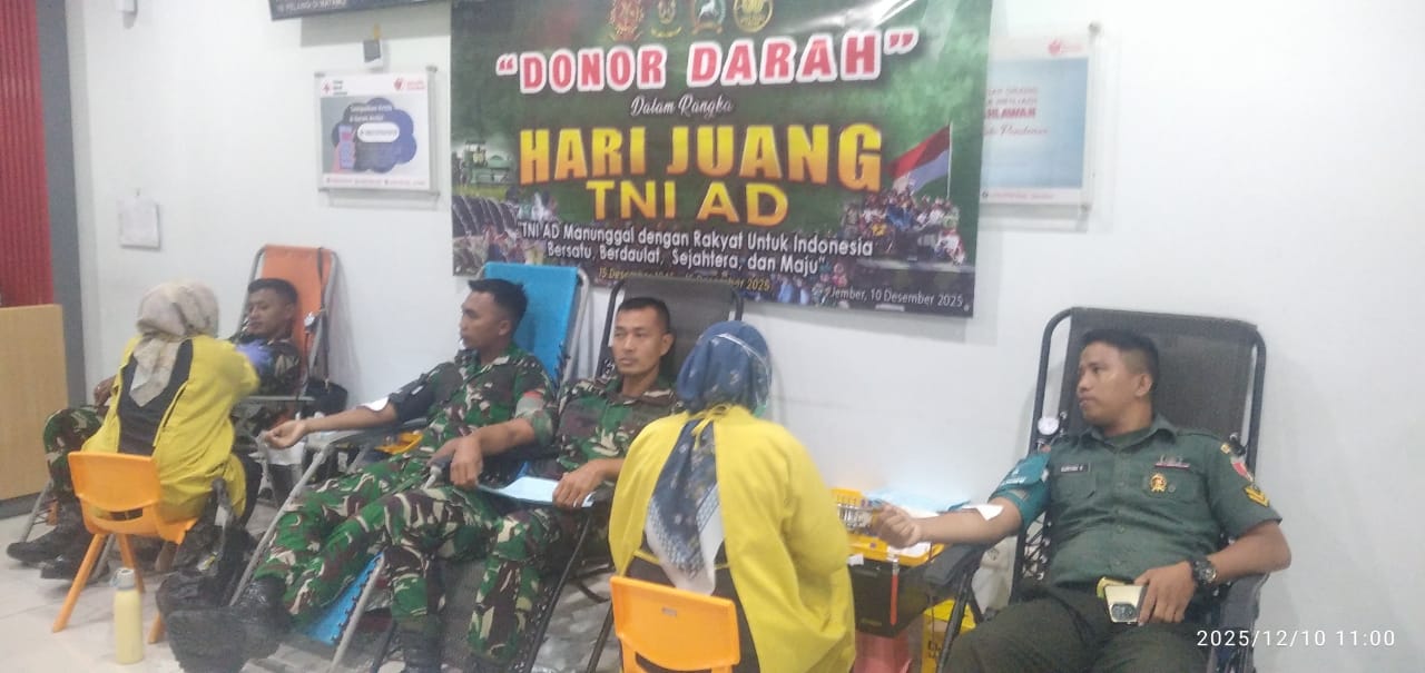 Prajurit TNI AD Jember Peringati Hari Juang dengan Aksi Donor Darah, Terkumpul 119 Kantong