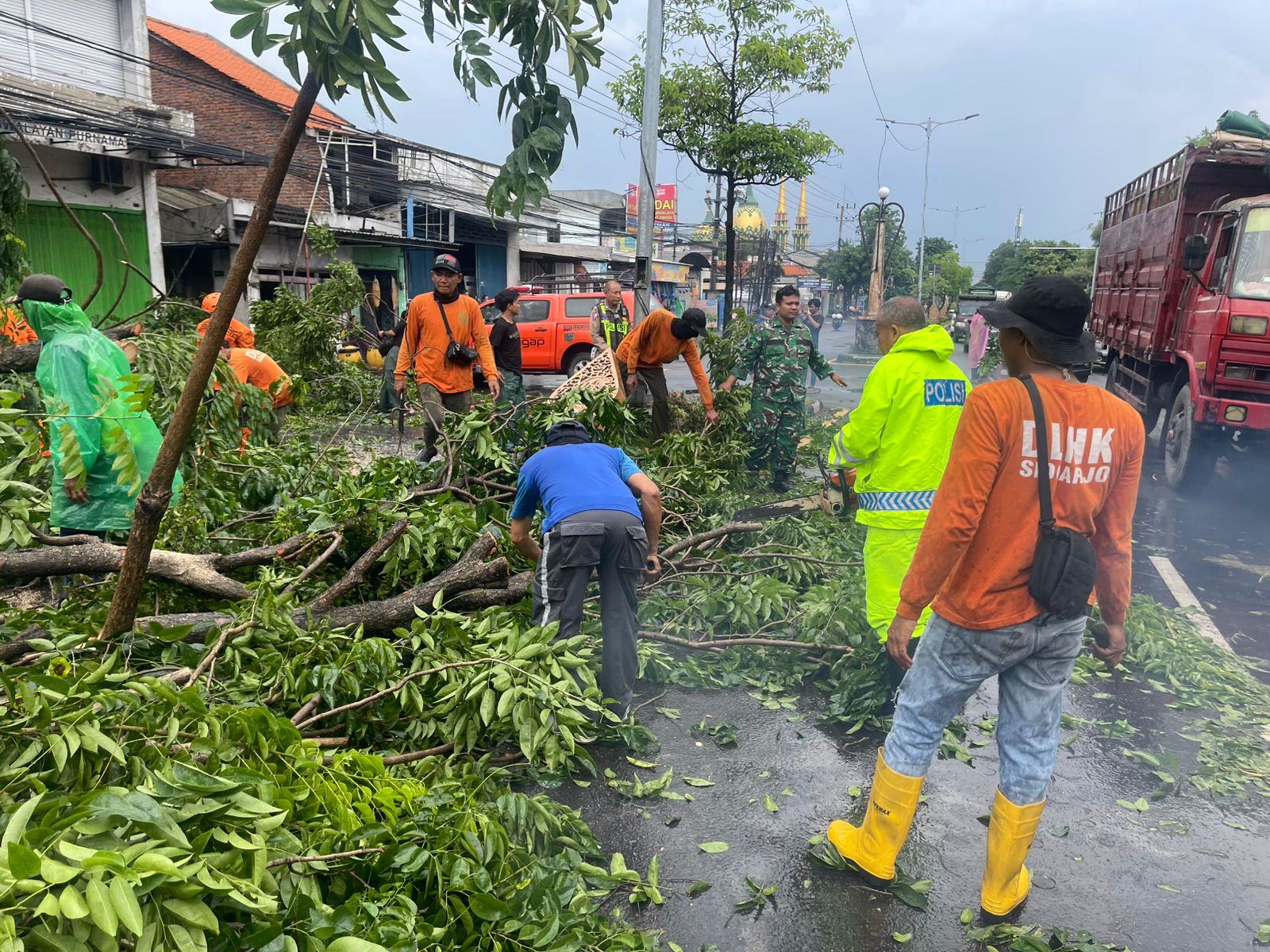 Polisi Gerak Cepat Tangani Pohon Tumbang Timpa Mobil