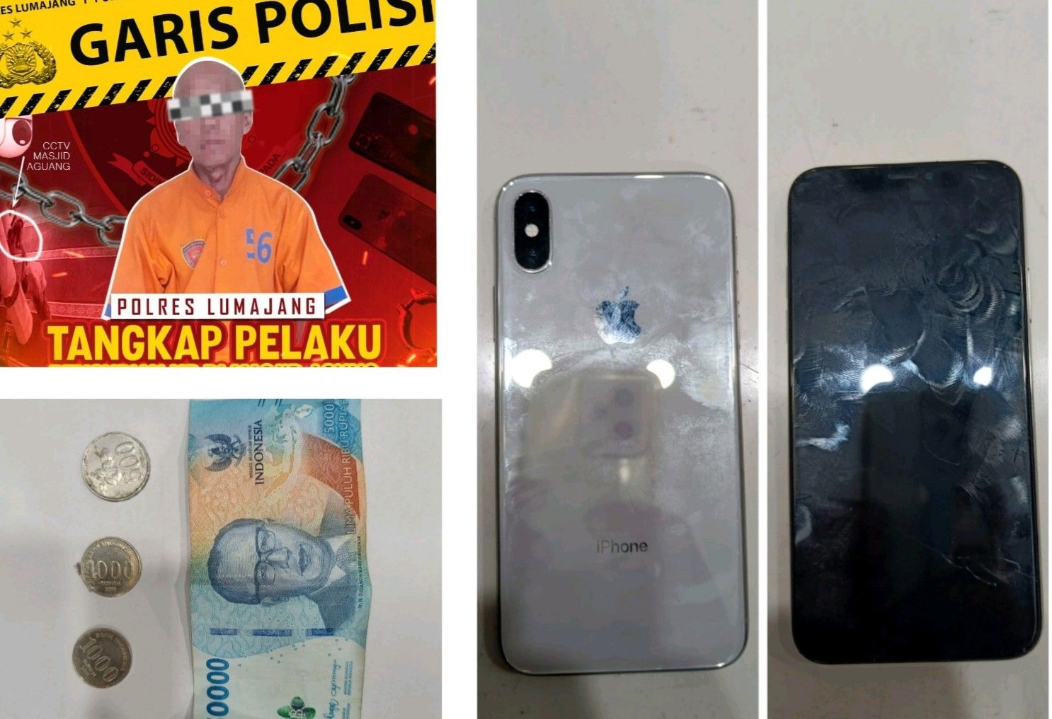 Curi Handphone saat Jamaah Salat Ashar, Pria 53 Tahun Ditangkap Polisi Lumajang