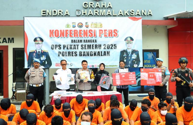 Operasi Pekat Semeru, Polres Bangkalan Ungkap 35 Kasus Kenjahatan dan 12 Kasus Narkoba