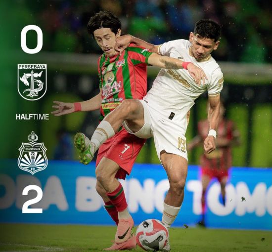 Babak Pertama, Persebaya Tertinggal Dua Gol dari Bhayangkara FC