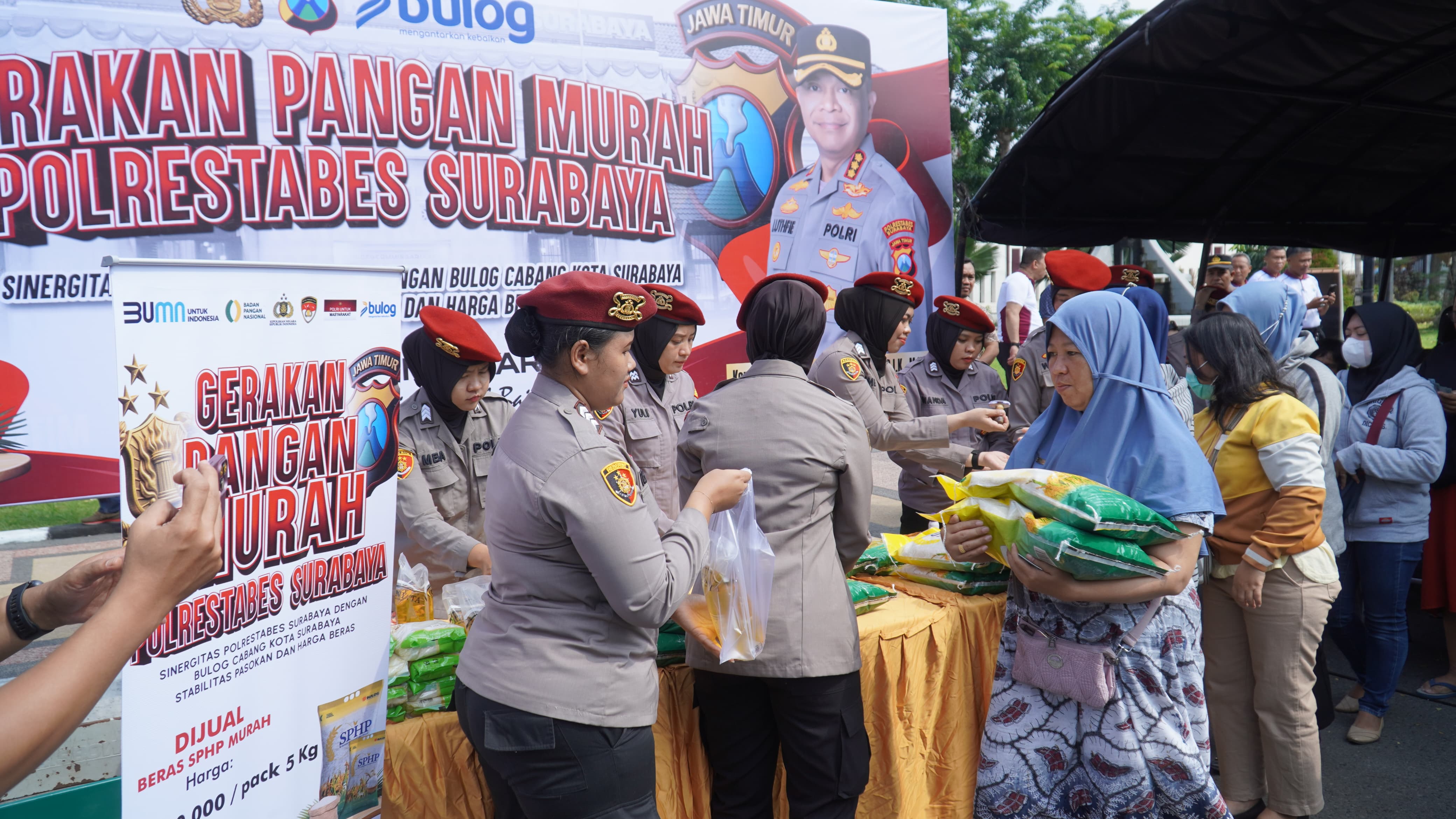Gerakan Pangan Murah, Komitmen Polrestabes Surabaya Stabilkan Harga dan Menjamin Ketersedian Beras