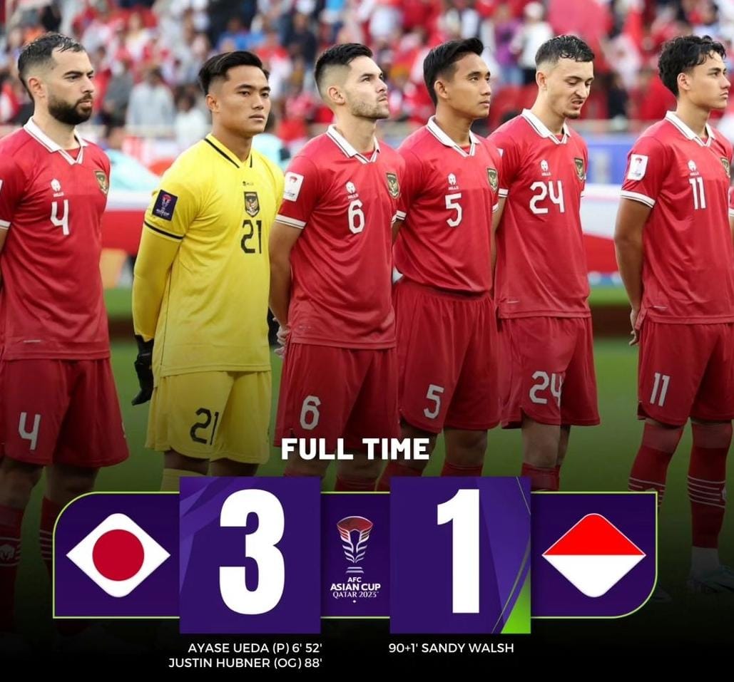 Piala Asia 2023 Grup D: Takluk Dari Jepang 3-1, Indonesia Tunggu Grup Lain untuk Lolos 16 Besar