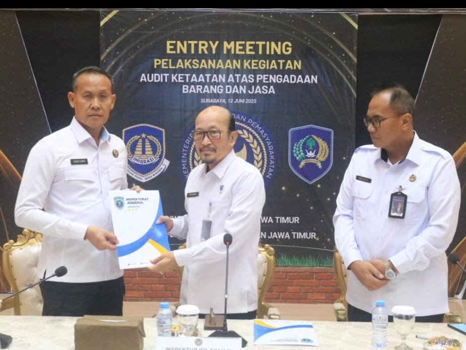 Kanwil Ditjen Imigrasi dan Kanwil Ditjen Pemasyarakatan Jatim Gelar Entry Meeting Audit Ketaatan PBJ