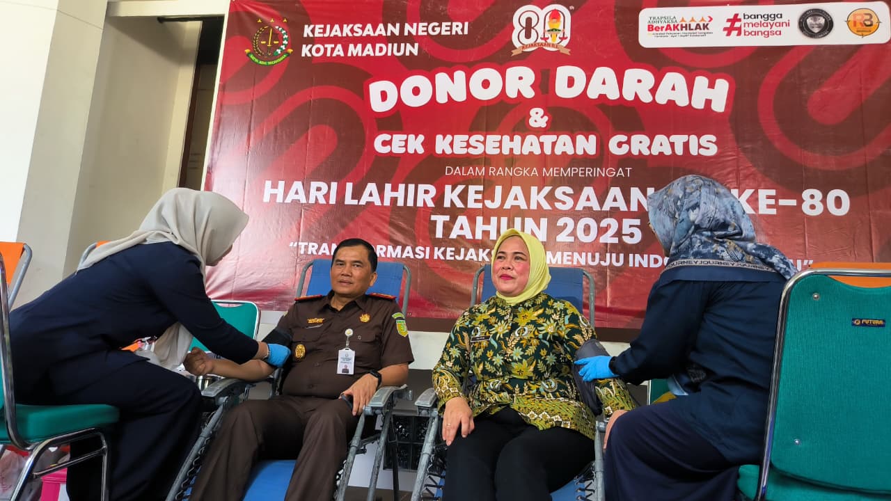 Kejari Kota Madiun Gelar Donor Darah dan Cek Kesehatan Gratis Sambut Hari Lahir Ke-80