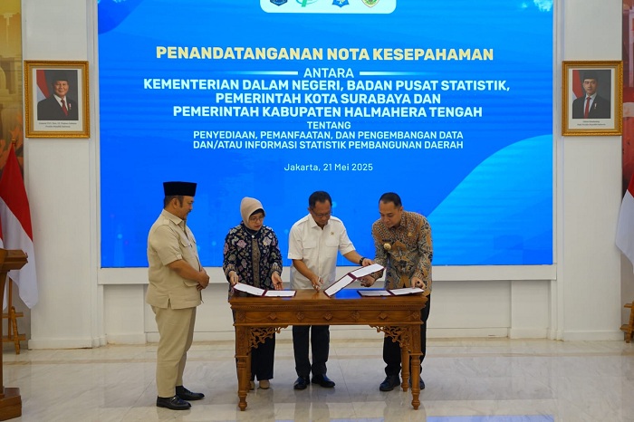 Jadi Percontohan Nasional, Pemkot Surabaya Jalin Kerja Sama Data Pembangunan Dengan Kemendagri dan BPS