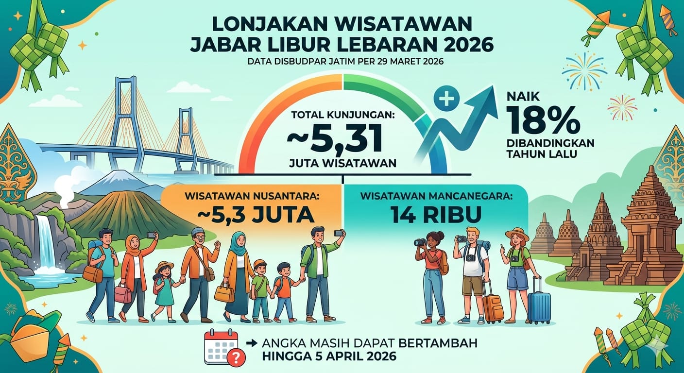 Kunjungan Wisatawan ke Jatim Tembus 5,3 Juta, Melonjak 18 Persen Selama Libur Lebaran 2026