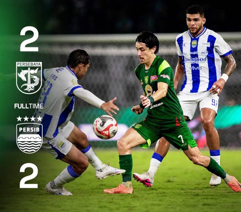 Persebaya vs Persib Bandung Berakhir 2-2, Gol Francisco Rivera Selamatkan Bajul Ijo di GBT 