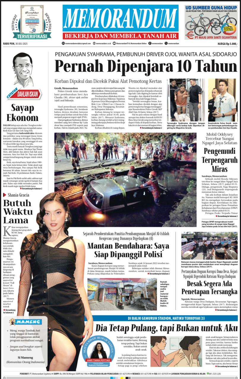 Memorandum Edisi 30 Juli 2025