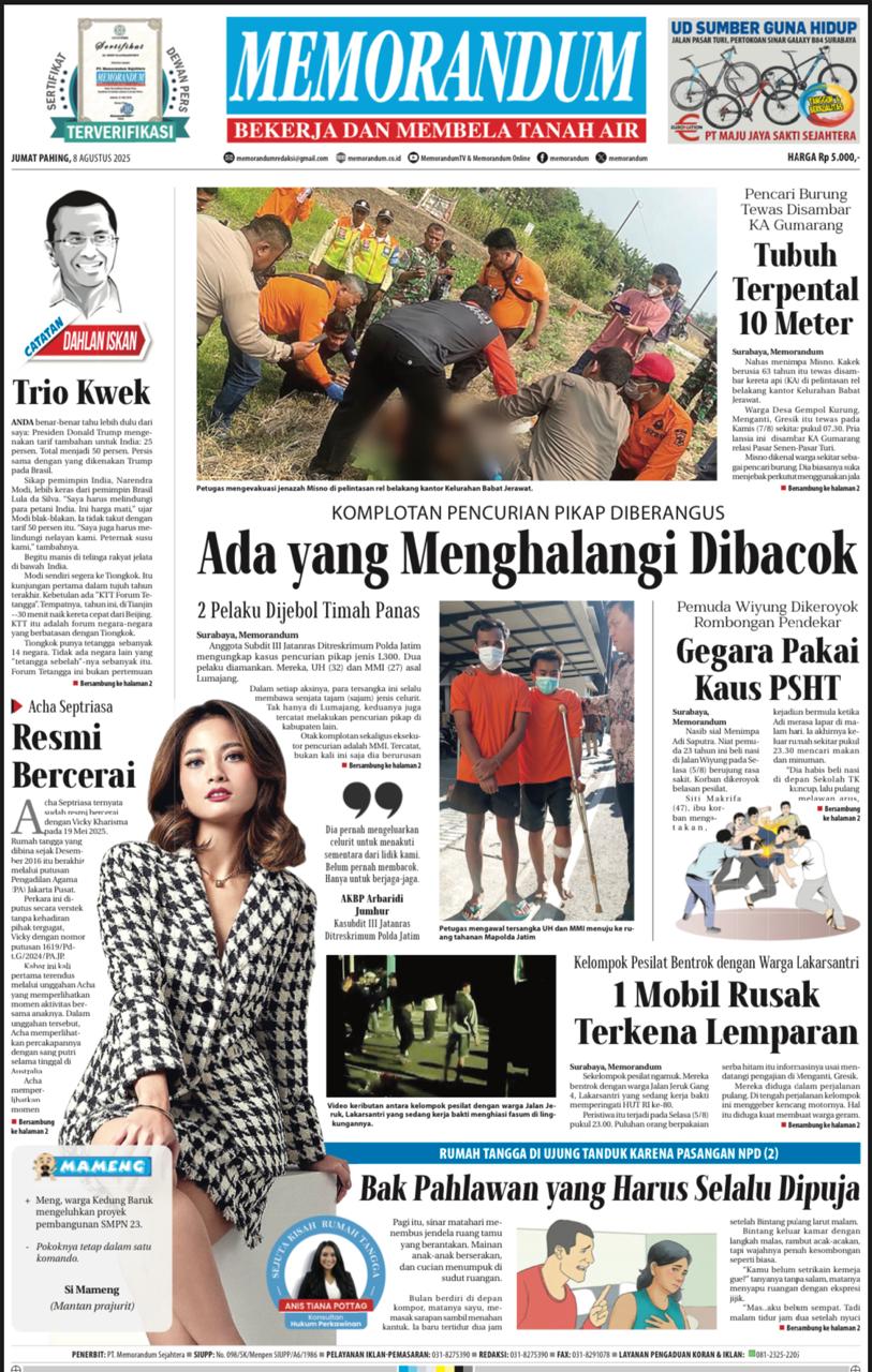Memorandum Edisi 8 Agustus 2025