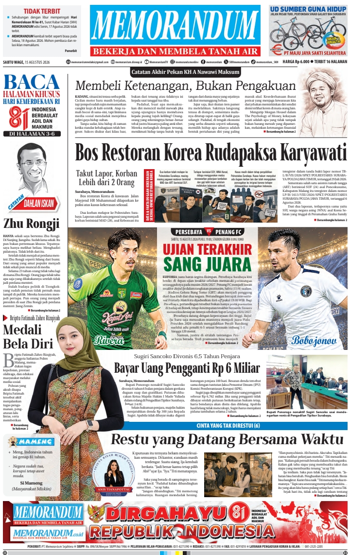 Memorandum Edisi 15 Agustus 2026