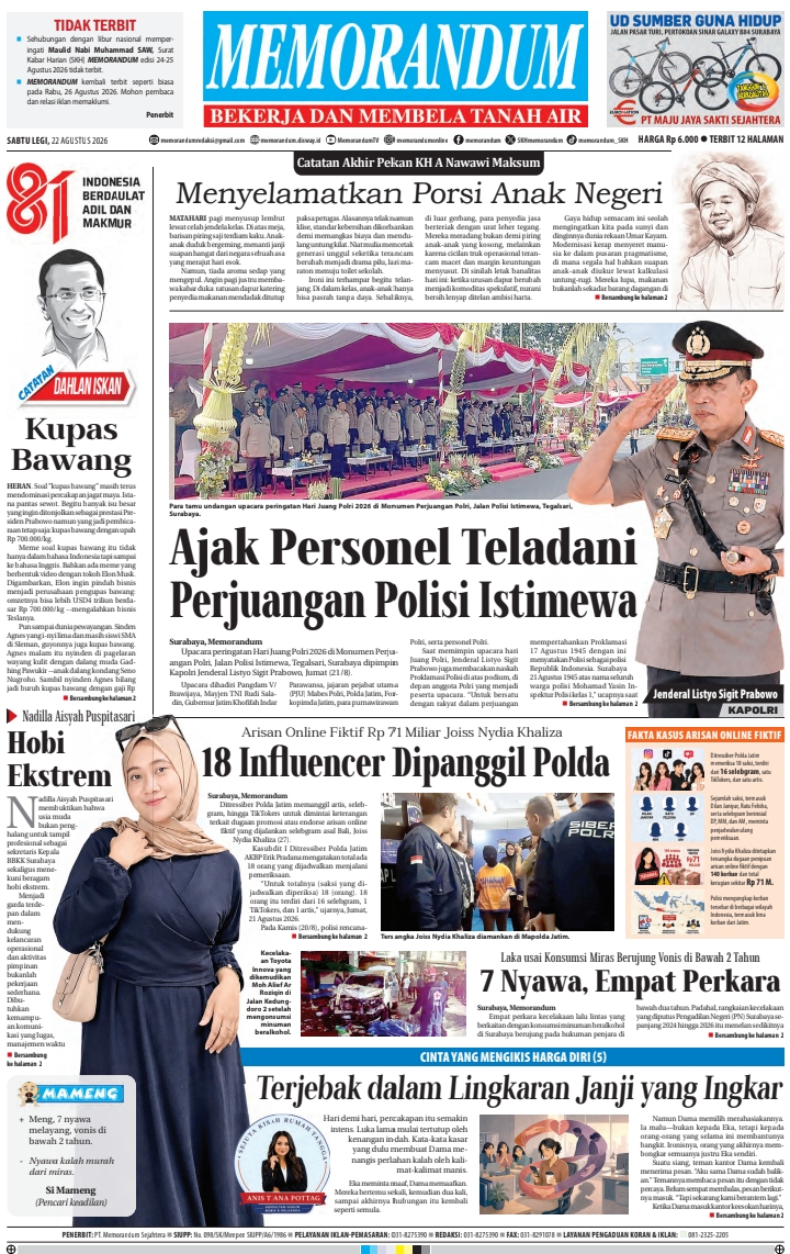Memorandum Edisi 22 Agustus 2026