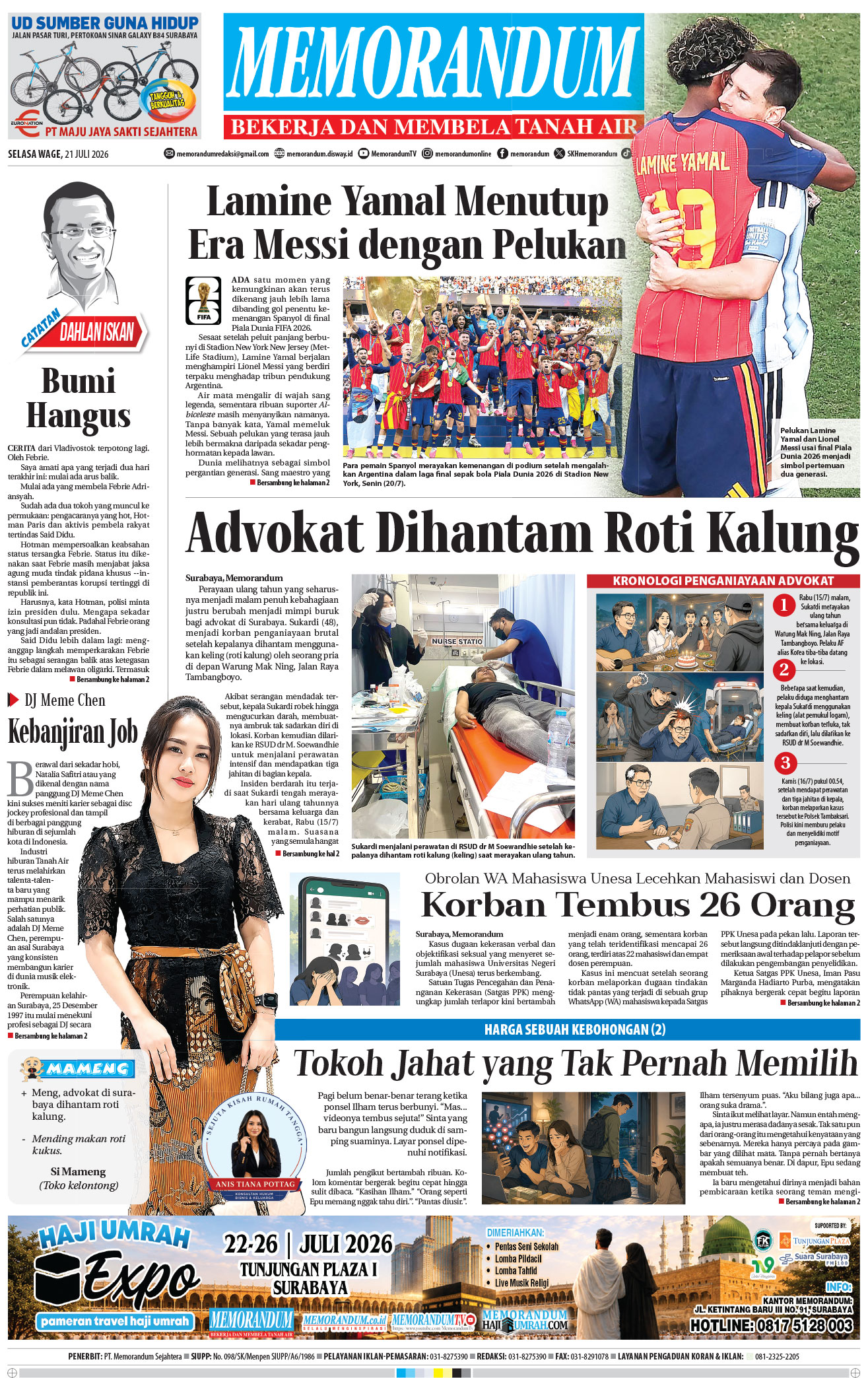 Memorandum Edisi 21 Juli 2026