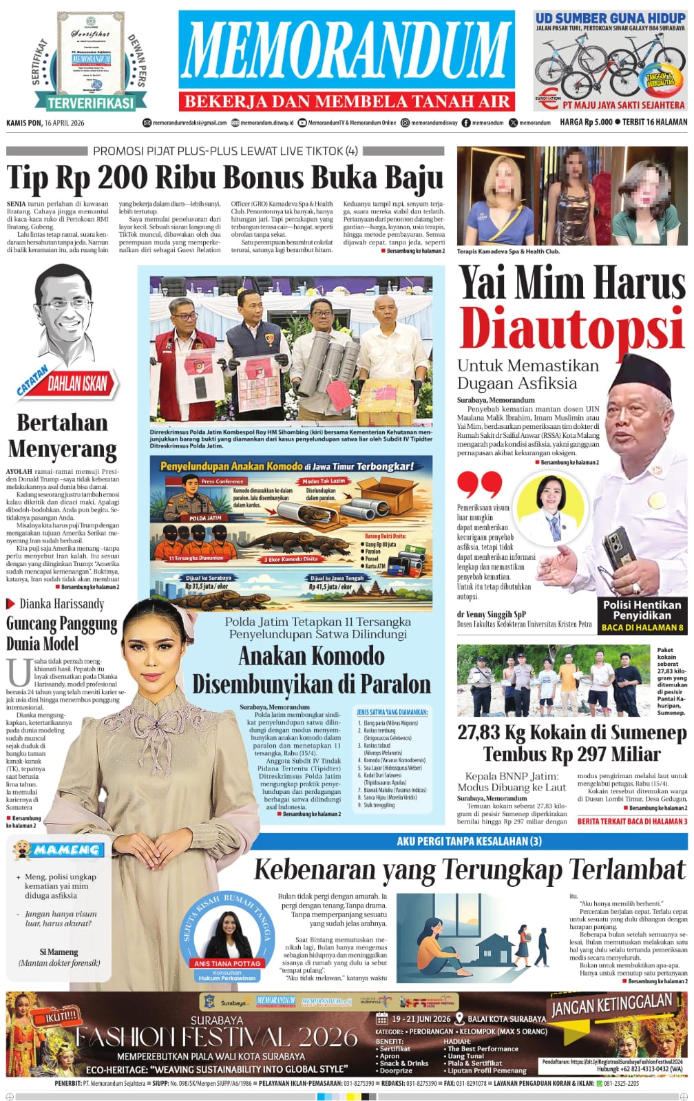  Memorandum Edisi 16 April 2026
