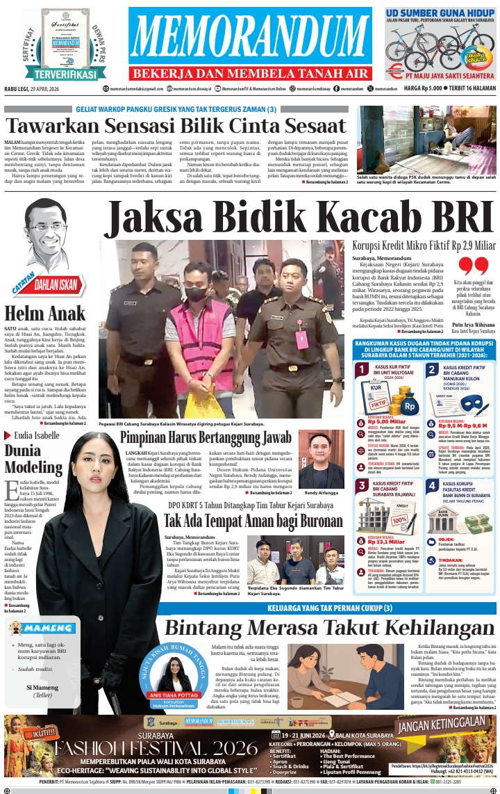 Memorandum Edisi 29 April 2026
