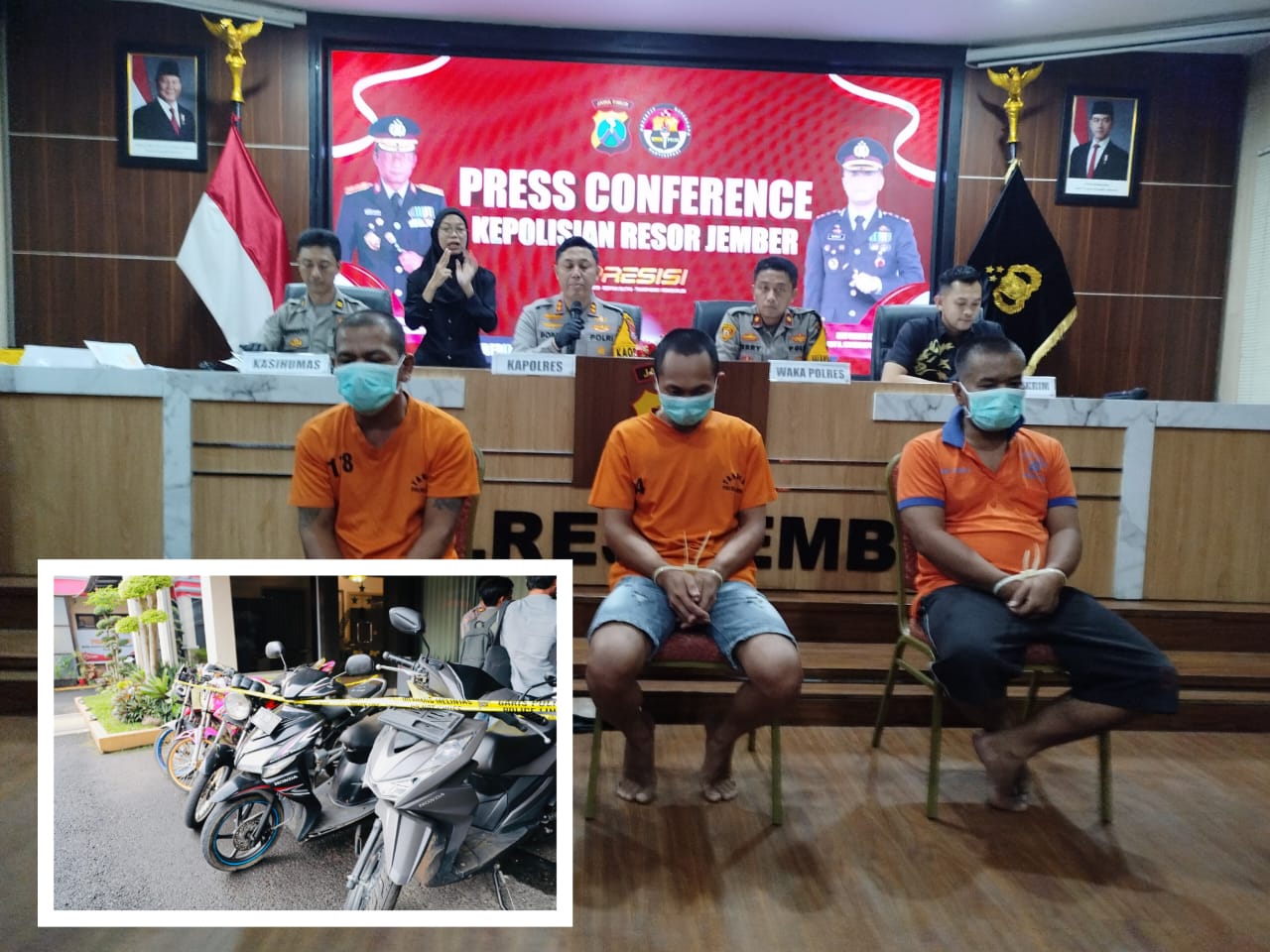 Polres Jember Bongkar Sindikat Penadah Curanmor, Sita 6 Unit Motor