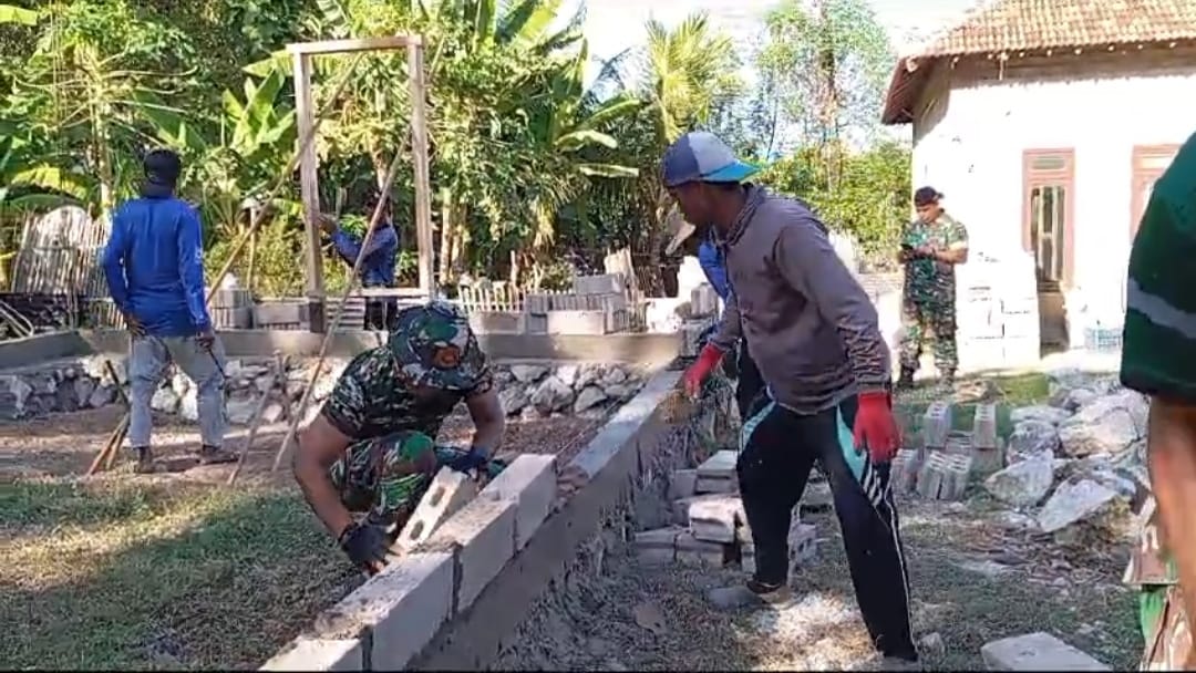 RTLH Milik Masiya Sudah Mulai Bangun Dinding oleh Satgas TMMD